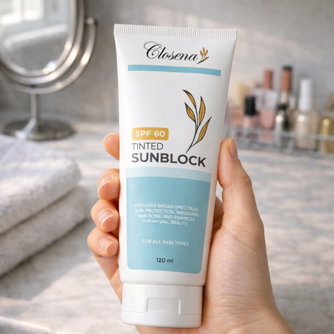 Closena Tinted Sunblock SPF 60 packaging