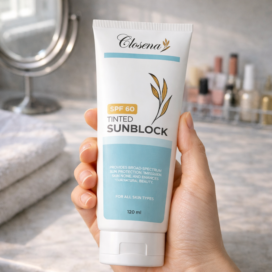 Closena Tinted Sunblock SPF 60 packaging